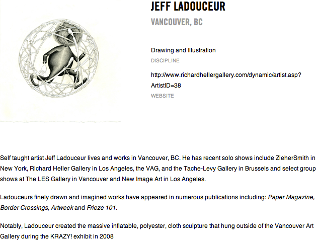 jeff ladouceur Favourite artists from The Cheaper Show