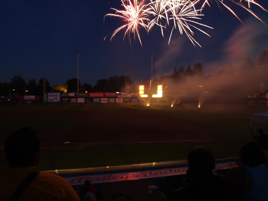 Fireworks at Vancouver Canadians Nat Bailey Stadium fw2 Pro (outdoor) baseball lives in Canada!