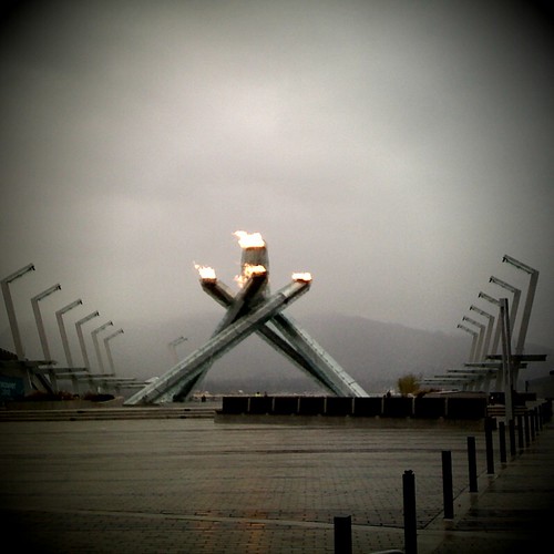 Morning after view of the Olympic fame on my am run to Stanley Park  #van2010 #tnmh